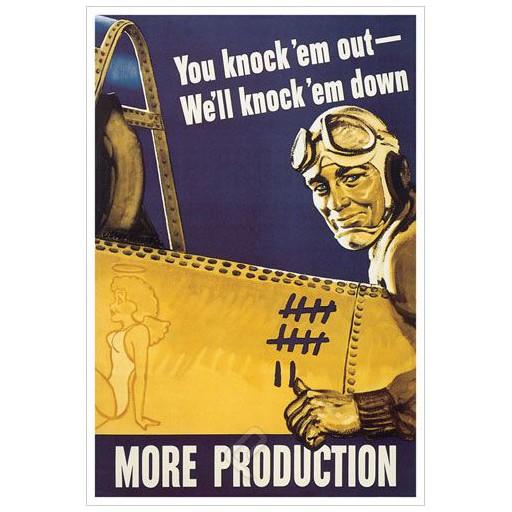 Poster - You Knock 'em Out - We'll Knock 'em Down - 1942 - Giclee Print on Photo Paper