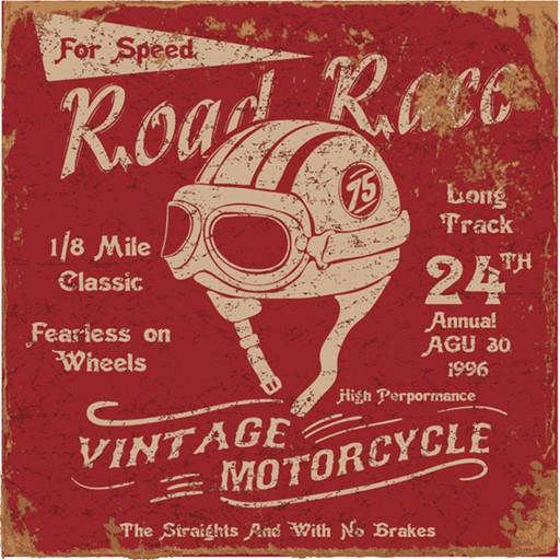Poster, Vintage Motorbike Race Label