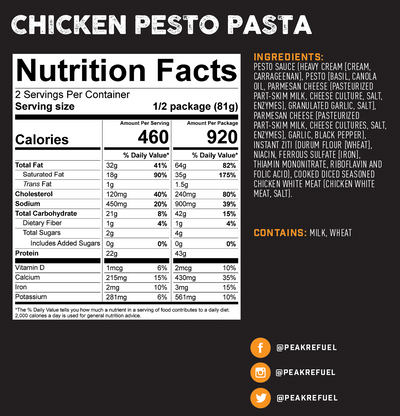 Peak Refuel,  Chicken Pesto Pasta Meal